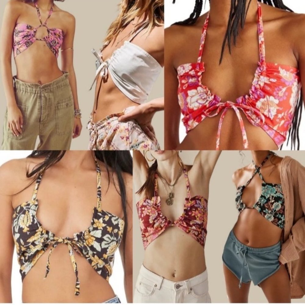 FREE PEOPLE Summer Of Love TOP Bandeau CONVERTIBLE TOP NATURAL ORANGE S - Picture 9 of 16